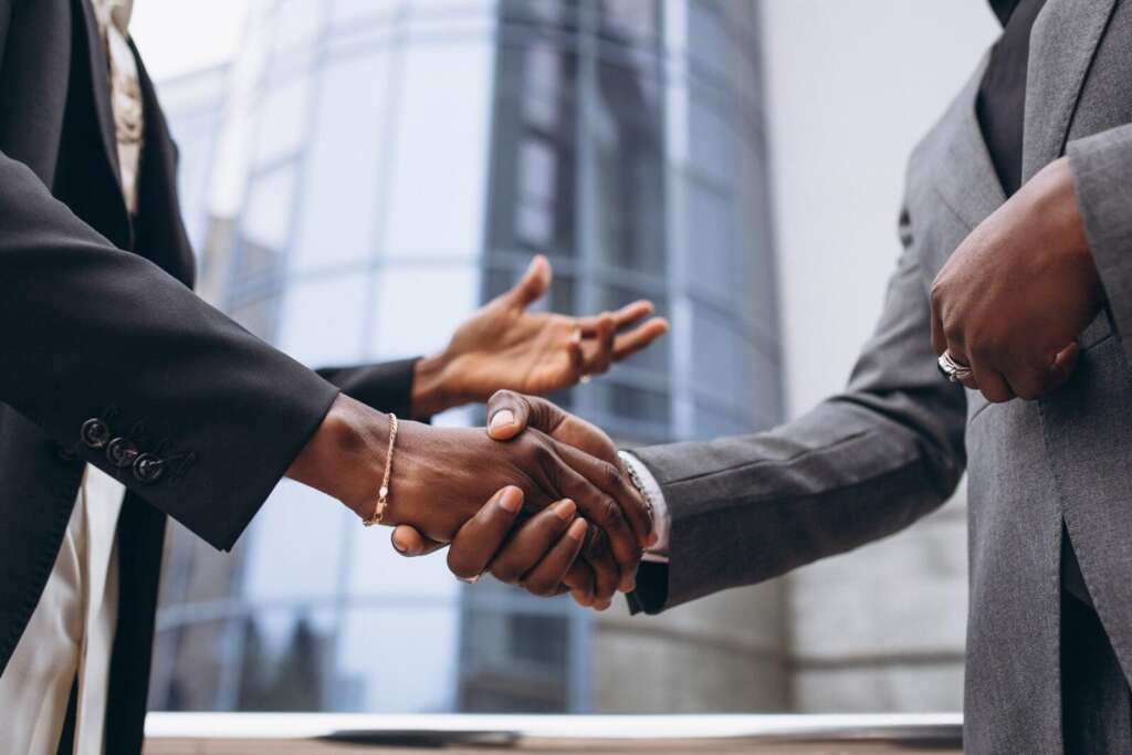 Africa business male people shaking hands